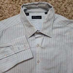 7 Diamonds Pinstriped Floral Pattern Men Sz XL Long Sleeve Button Up Shirt
